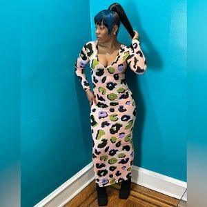 Ladies long sleeve printed maxi dress